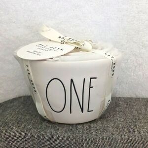 White matte ceramic measuring cups by Rae Dunn